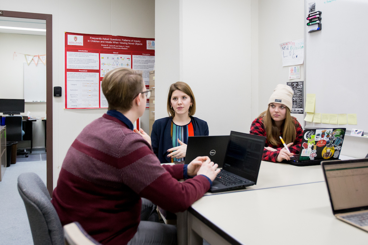 Students meeting with a professor