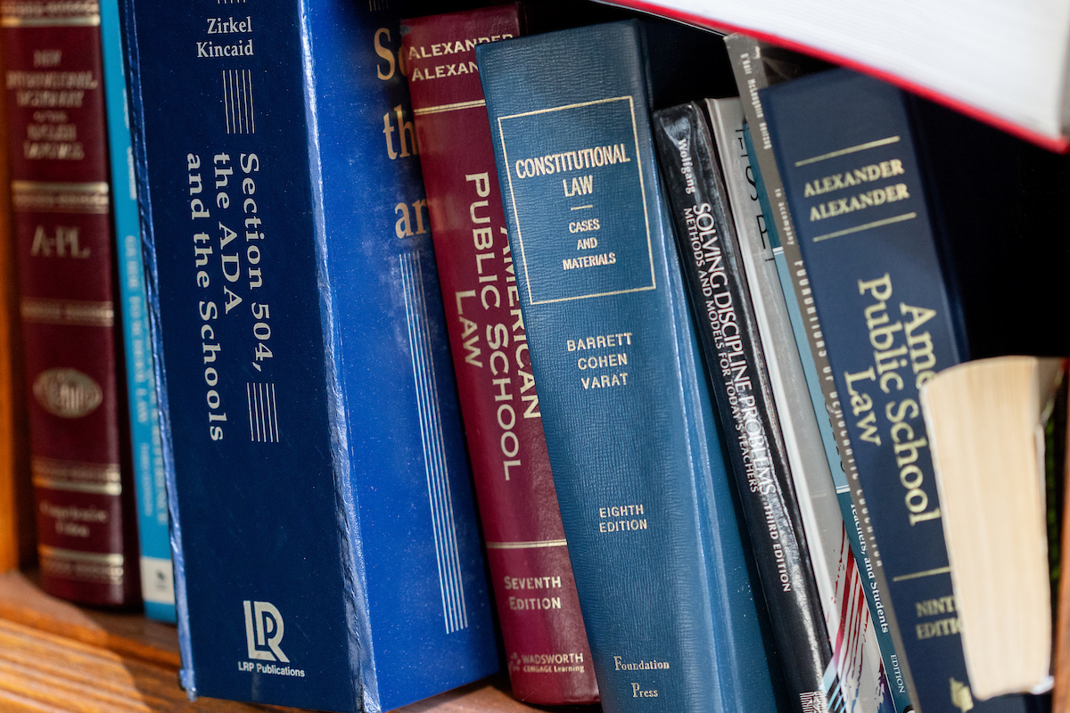 Law books on a shelf