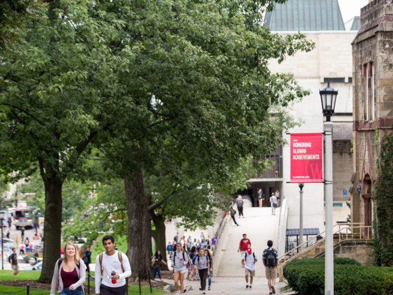 Students walking to and from classes